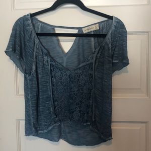 A&F Blue Dye Lace Front Tee